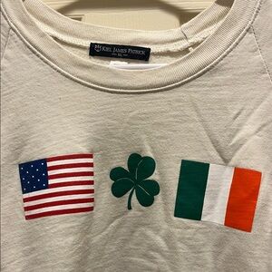Kiel James Patrick Cream Sweatshirt with Flags and Shamrock